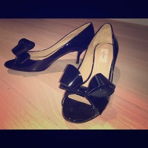Valentino Black Patent Leather Peep Toe Heels